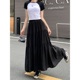 new style Korean style design skirt splicing long soft yarn big swing skirt for women