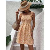 grunge dti New Women's Spring and Summer Square Collar Lotus Leaf Shoulder Bow Swing
