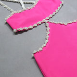 Pink Pearl  Cross-neck Bandage Dress