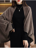 Wrap Shawl Open Cardigan Cape Sweater for Women Loose Open-front Knitted Jacket Soft Poncho Fine Knitwear Ladies Elegant Outfit