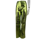 women's clothing autumn and winter fashion high waist PU leather pants women's candy color casual pants