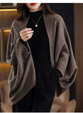 Wrap Shawl Open Cardigan Cape Sweater for Women Loose Open-front Knitted Jacket Soft Poncho Fine Knitwear Ladies Elegant Outfit