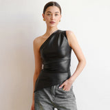 European and American women's one-shoulder sleeveless vest, autumn Amazon new solid color slim-fitting oblique collar zipper slimming top