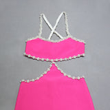 Pink Pearl  Cross-neck Bandage Dress