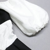 Black and White Puffy Sleeve Bandage Dress