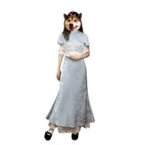 New Chinese style national style improved cheongsam dress women's clothing summer new style high-end waist temperament long skirt