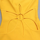Yellow Halter Sexy Backless Bandage Dress