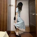 New Chinese style national style improved cheongsam dress women's clothing summer new style high-end waist temperament long skirt