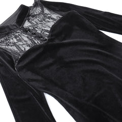Halloween Party Long Dress Black High Waist Flared Sleeve Lace Cutout Gothic Maxi Dress Street Aesthetic Clubwear Maxi Dress