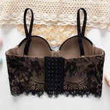 New spring lace sling French style beautiful back wrap chest to prevent exposure adjustable small vest gathered with steel ring tube top
