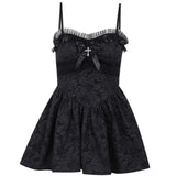 Gothic Lace Suspender V-neckline Short Dress