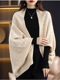 Wrap Shawl Open Cardigan Cape Sweater for Women Loose Open-front Knitted Jacket Soft Poncho Fine Knitwear Ladies Elegant Outfit