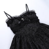 Gothic Lace Suspender V-neckline Short Dress