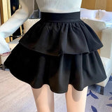 Pbong  Y2k Sweet Skirts Women Clothing High Waist Fashion Jupe Ruffles A-line Saia Korean Autumn Mini Skirt