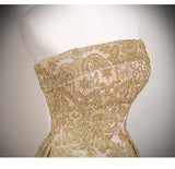 Pbong  Champagne Gold Evening Gown Women's New High-End Luxury Small Audience Banquet Elegance Hostess Tube Top Drinking Dress