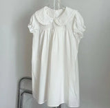 French Vintage Peter Pan Collar Puff Sleeve Sweet Dress Y2k Spring Summer Pleated All Match Clothes Harajuku High Street Dress