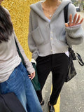 Women's Hooded Cardigan Button Up with Pocket Knitted Sweater Hoodie Slouchy Knitwear Fall Winter Casual Chic Outfit