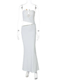 Strapless Hollow Out Sexy Maxi Dress Women Gown Summer New Off-shoulder Backless Sleeveless Beach Club Long Dress