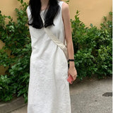 Pbong  Laid-ba Sle Women's Vest Dr Unique Design Long Summer Faion Item Ele Skirt Trendy Gown Lazy Chic Dr
