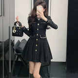Pbong  Winter Black Mini Dress Slimming Waist Design Cover up Flattering Style Elegant Ladylike Look Fashionable And Stylish Skirt
