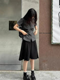 Vintage Japan Fashion Popular All Match Plaid Blouse Punk American Pleated Y2k Aesthetic Shirts Streetwear Subcultural Clothes