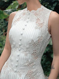 Women New Fashion White Sleeveless Summer Dress Ladies Lace Rose Embroidery Flower Elegant Long Dresses Vestidos