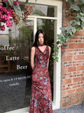 Designer Insect Floral Cowls Sleeveless Long Dress For Women 2024 Summer A Line Bodycon Midi Dress New Collection