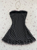 Pbong  Women's Casual Vacation Elegant Outfit Daily Versatile Fashion Outing Pink Bow Decor Mesh Polka Dot Print Tube Top Mini