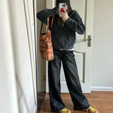 Simple American High Street Vintage Popular Women Coats Y2k Aesthetic Harajuku Solid Slim Casual Clothing Punk Loose Hoodies