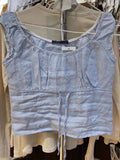 Blue Lace-up Slim T-Shirts Women Summer Casual Cotton Scoop Neck Short Sleeve Lace Trim Crop Top Sweet Cute Cropped Tee Shirts