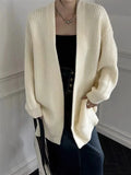 Open Front Knit Cardigan Sweater Women Cozy Plain Shrug Cardi Longline Sweater Jacket Fall Winter Casual Chic Outfit