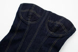 Dresses Women Tube Top Elastic Tight Dress Summer Backless Sexy Evening Dresses Denim Midi Party Dress