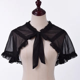 Pbong  Lolita Short Cape for JSK Dress Black White Chiffon Capes