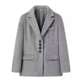 New Women's Collar Plush Jacket Elegant Loose Chic Coat Winter Thicken Fashion Office Ladies Warm Button Jacket