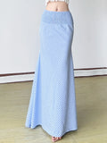 Pbong  French Elegant Fish Tail Skirt Plaid Pleated High Waist Design Female Slim Long Skirt Spring Summer New Women's Clothing