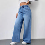 Pbong  New Vintage Straight Jeans Women Loose High Waist Denim Pants Female Wide Leg Trousers Daily Comfortable Casual Streetwear