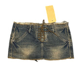 Women 2000s Aesthetic Mini Denim Skirt Gyaru Coquette Chic Y2k Micro Skirt Design Goblin Grunge Lace Up Korean Kpop Culottes New