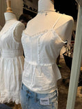 Lace Trim Sweet Slim Crop Top Women Summer Back Lace-up Cotton Sleeveless Camisole Vintage Preppy Style White Tank Tops Y2k New