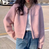 Knitted Cardigan Women's Spring Autumn New Round Neck Cashmere Sweater Coat Korean Fashion Soft Slim Fit Jacket