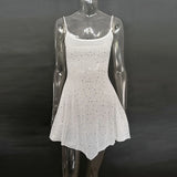 Pbong   Elegant Sequin Female Mini Dress Fashion Glitter High Waist Bodycon Woman Sexy Diamond Backless Birthday Evening Outfits