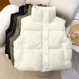 Pbong  Hot Sale Of The Season New Women's down Cotton Vest Short Loose Outerwear Fashionable Autumn Winter Design Pure Color Cotton Jac