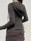 Solid Knitted Autumn Winter Women’s Sweats Cardigan Long Sleeve Ribbed Causal Basic 2024s Fashion Zip Up Hooded Coat