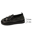 Pbong  Large Shiny Crystal Decor Casual Shoes Woman Plus Size Thick Sole Non Slip Flats Mujer Women's Light Comfort Platform Loafers