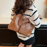 Pbong  PU Retro Tote Bag for Women Winter Trend New Fashion Y2K Handbags Females Travel Shoulder Crossbody Bags
