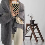 Oversized Open Front Knit Cardigan for Women Comfy Sweater Coat Female Open-front Duster Cardi Casual Chic Autumn Winter Outfit