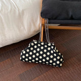 Women Polka Dot Soft Fabric Cloud Shoulder Bag Chain Crossbody Bags New Trend Casual Daily Fashion Handbags and Purses