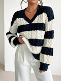 Autumn and winter new V-neck twisted flower pullover sweater for women's clothing