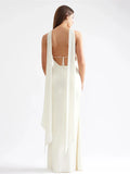 Sexy Backless Lace Up Ribbon Dress For Women Elegant Satin Banquet Long Dress Female Solid Bodycon Dresses Fashion