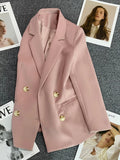 Women Elegant Blazer Coat Sweet Fashion Long Sleeve Casual Suit Jacket Korean New Fall Winter Female Double Buttons Outwear Tops