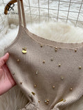 Sexy Knitting Split Long Dress Sleeveless Sequins Diamonds With Sashes Skinny Sundress 2025 Fashion Women Summer Dress